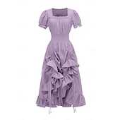 levne Šaty-Retro Středověké Renesanční Košile Keltské šaty Šaty inspirované Regency Ren Faire Viking Elfí Dámské Keltské Pirát Fantazie předvečer Všech svatých Karneval Plesová maškaráda LARP Dospělí Šaty