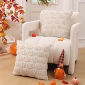 cheap Halloween Bedroom-Fall Pillow Covers Fall Decorations Autumn Orange Pumpkin Throw Pillow Cases Soft Plush Faux Fur Wool Couch Cushion Case for Chair Sofa Bedroom Living Room Home Decor