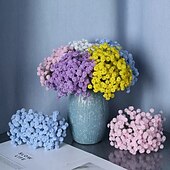 お買い得  人工植物と花-5束の人工カスミソウブーケ、フェイクプラスチックウェディングフラワー、ソフトタッチホームテーブルデコレーションフラワーアレンジメント、マルチカラー