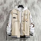 お買い得  メンズジャケット＆コート-男性用 カジュアルジャケット バーシティジャケット バケーション 日常 ポケット スプライス 春 秋 カラーブロック プリント ファッション クラシック スタンド レギュラー ブラック ワイン ネイビーブルー ダークグリーン グリーン ジャケット