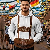 tanie Odzież graficzna-Bluza z Kapturem Nadruk Codzienny bawarski Biskup Przednia kieszeń Graficzny na Męskie Dla dorosłych Druk 3D  Do Karnawał Piwo Oktoberfest Urlop Impreza