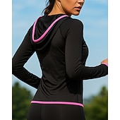ieftine Jachete de alergare-Pentru femei Μπουφάν για τρέξιμο Jachetă de exterior Zip complet Manșon Lung Îmbrăcăminte Exterior De Atletism Toamnă Peteci Uscare rapidă Ușor Elastic Respirabil Tenis Golf Alergat Echipament sportiv