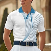 cheap Men&#039;s Geometric Polo-Men&#039;s Abstract Geometic Waffle Polo Shirts Short Sleeve Polo Shirts Collared Shirts Business Casual Business Athleisure Daily Wear 3D Print Buttons Summer Red Blue Green