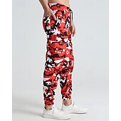 preiswerte Sweatpants-Herren Sporthose Jogginghose Hose Tasche Kordelzug Elastischer Bund Tarnung Komfort Sport im Freien Täglich Mode Lässig Rosa Rote Mikroelastisch