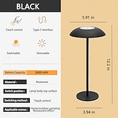 economico Lampade da tavolo-Lampada da tavolo ricaricabile in metallo di alluminio con tre colori dimmerabili e luce soffusa per la protezione degli occhi, campeggio all&#039;interno e all&#039;esterno, lettura, illuminazione da comodino, ricarica di tipo C.