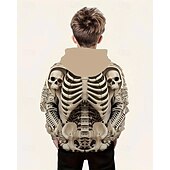 billiga Pojkens 3D Vision &amp; Geometri-Pojkar 3D Dödskalle Huvtröja Långärmad Vår Höst Mode Streetwear Barn 4-12 år Huva Utomhus Ledigt Dagligen Normal