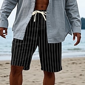 economico Vacanza-Per uomo Shorts Pantaloncini Estivi Pantaloncini casual Tasca Coulisse Elastico in vita A righe Comodità Indossabile Lunghezza al ginocchio All&#039;aperto Sport Quotidiano Moda Casual Nero Bianco