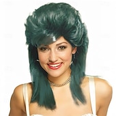 economico Parrucche storiche-Parrucche Mullet per Donne Ricce Morbide Resistenti al Calore Capelli Lunghezza Spalla Parrucca Cosplay da Rocker degli Anni &#039;80 Parrucche di Halloween