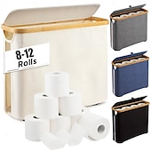 cheap Laundry Bags &amp; Hampers-Toilet Paper Storage Basket with Lid, Bamboo Toilet Paper Storage Holder Stand Organizer for Bathroom, Toilet Paper Storage Box Container with Handle, Toilet Tissue Storage Bin for RV Closet