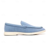 voordelige Hereninstappers &amp; loafers-Lichtblauwe instappers voor heren – ademende platte schoenen van imitatiesuède met gedempte zool voor lente-outfits, dagelijkse woon-werkverkeer en ontspannen stadswandelingen