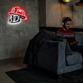 Недорогие 3D ночники-неоновая вывеска в виде пожарного шлема, неоновая вывеска в стиле поп-арт, светодиодная подсветка с питанием от USB, регулируемая яркость, для декора стены героя, пожарная пещера, настенный декор,