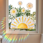 Недорогие Стикеры на стену-Радужные облака и переливающийся солнечный свет, статическая наклейка на окно, самоклеящаяся наклейка на стекло для украшения дома и витрины, наклейка на витражное окно