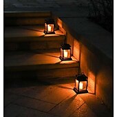 economico Illuminazione vialetto-Lanterne solari da esterno impermeabili da giardino, appese, con fiamma tremolante, a LED, senza candele, luci ad energia solare per decorazioni da giardino, tavolo, ombrellone da patio.
