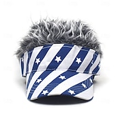 baratos Boné de beisebol masculino-Homens Chapéu de viseira com perucas espetadas Viseira de cabelo falso Peruca Homens Chapéu de Sol Boné de beisebol chapéu de peruca Café Cinzento Combinação Poliéster / Algodão Imprimir Moda Casual