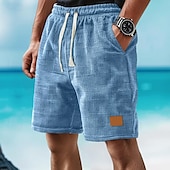 baratos Shorts de moletom-Homens Calções Waffle Shorts de moletom Calção Bermudas Shorts de praia Bolsos Com Cordão Cintura elástica Tecido Conforto Esportes Comprimento do joelho Ao ar livre Diário Férias Estilo Clássico
