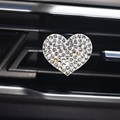 cheap Car Pendants &amp; Ornaments-Car Vent Clip Bling Crystal Heart Shape Charm Universal Car Air Conditioner Decorations