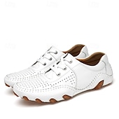 economico sandali da esterno-Scarpe da passeggio traspiranti da uomo bianche con ritagli – mocassini estivi casual con suola morbida per la guida, le vacanze al mare, l&#039;esplorazione della città e il comfort per tutto il giorno nelle giornate calde