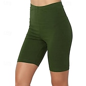 billiga Enkla Leggings-Dam Shorts Damasker Streetwear Ledigt Knelängd Hög midja Slät Elastisk midja Mateial som andas Elastisk Semester Gata Dagliga kläder Vin Svart Vit Rosa Sommar Normal