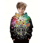 billiga Pojkens 3D Vision &amp; Geometri-Pojkar 3D Grafisk Huvtröja Långärmad Vår Höst Mode Streetwear Barn 4-12 år Huva Utomhus Ledigt Dagligen Normal