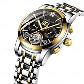 economico Orologi meccanici-Orologio da uomo con tourbillon meccanico automatico, orologio sportivo di lusso in acciaio inossidabile.