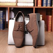 cheap Formal-Men&#039;s Oxfords Brogue Walking British PU Leather Suede Breathable Comfortable Slip Resistant Lace-up Dark Brown Black Blue Fall Winter