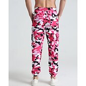 preiswerte Sweatpants-Herren Sporthose Jogginghose Hose Tasche Kordelzug Elastischer Bund Tarnung Komfort Sport im Freien Täglich Mode Lässig Rosa Rote Mikroelastisch