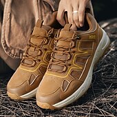 abordables Baskets-Homme Chaussures Décontractées Chaussures de randonnée Marche Occasionnel Cuir PU Maille Confortable Antidérapant Respirant À lacets Noir Jaune Vert Été Printemps