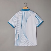 halpa Miesten geometrinen poolo-Miesten Geometrinen Viiva Polo Lyhythihainen Poolopaidat Kauluspaidat Business Casual ulko- Urheilu- ja treenivaatteet Arki-asut 3D-tulostus Napit Kesä Musta Rubiini Sininen