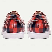 cheap Distinctive Patterned Shoes-Men’s Red Plaid Slip-On Shoes – Classic Checkered Design with Comfortable Fit, Ideal for Casual, Smart Casual and Everyday Wear