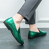 economico Slip-ons e mocassini da uomo-Mocassini slip-on da uomo in metallo dorato lucido – scarpe eleganti in similpelle alla moda per feste, ricevimenti nuziali, spettacoli teatrali, balli di fine anno ed eventi in discoteca
