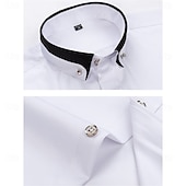 economico Camicie eleganti da uomo-Per uomo Camicia elegante Camicia button-down Camicia non stiro Colore Solido / Tinta Unita Matrimonio Affari Rosa+Viola Blu navy + nero Blu + blu navy Bianco + nero Manica Lunga Collo ripiegato