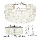 abordables Parures de Bijoux-Ensembles de bijoux de mariée 1 ensemble de boucles d&#039;oreilles en perles et strass, collier et bracelets, ensemble de bijoux élégant et doux pour femmes, pour mariage, travail, occasion spéciale