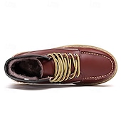 cheap Work Boots-Men&#039;s Brown Lace-up Work Boots with Contrast Stitching and Cushioned Sole, Classic Casual Style for Outdoor Work, Hiking and Daily Wear
