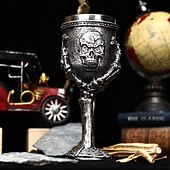 preiswerte Halloween Küche-Halloween Totenkopf Becher Totenkopf Krallengriff Bierkrug Resin &amp;Edelstahl, Trinkgeschirr mit großem Fassungsvermögen, gruselige Bar-Dekoration, Bierbecher für Halloween-Partys, einzigartige