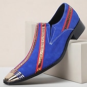 cheap Premium Leather Loafers-Men&#039;s Red Slip-On Leather Boots with Gold Tip Unique Printed Stripes–Modern Western Boots for Casual, Everyday Wear