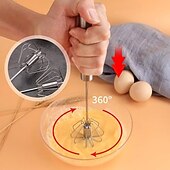 ieftine Ustensile de Gătit-Tel semiautomat din oțel inoxidabil, mixer manual cu împingere, instrument de agitare manual pentru ouă, țesător automat rotativ pentru gătit lapte cu ouă și lapte de casă