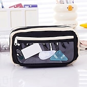 cheap Pencil Cases &amp; Holders-Large Capacity Storage Bag with 9-layer Pencil Case Transparent Compartment and Magnetic Button Flap for Easy Retrieval