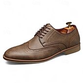 billiga Formell-Herrskor i brunt brogue-material i konstläder – eleganta snörskor för business casual, kontor och semiformella evenemang