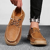 abordables sandales d&#039;extérieur-Baskets d&#039;extérieur pour hommes en cuir marron avec tige en mesh, semelle intérieure coussinée et semelle en caoutchouc durable pour le sport, la randonnée et les aventures actives en plein air