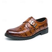 abordables Officiel-Chaussures habillées à boucle en similicuir marron pour homme avec motif crocodile – chaussures habillées élégantes pour le bureau et les événements professionnels