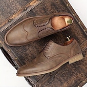 billiga Formell-Herrskor i brunt brogue-material i konstläder – eleganta snörskor för business casual, kontor och semiformella evenemang