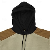 baratos hoodies básicos dos homens-Homens Moletons Waffle Moletom com capuz Preto Verde Cáqui Cinzento Com Capuz Bloco de cor Patchwork Trabalho Desportos e Ar livre Casual Básico Casual Treino Outono Inverno Roupa Moletons Moletons