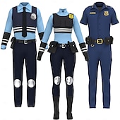 preiswerte Paar- und Gruppenkostüme-Tierdetektiv Polizei Hase Outfits Kostüm Bodysuits Abenteuerfilm Cosplay for Unisex Kinder Erwachsene Halloween Karneval Leistung Pädagogisches Ankleiden Verkleidung für Schulveranstaltungen