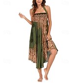 abordables Faldas gráficas-Mujer Falda Línea A Columpio Casual Boho Maxi Alta cintura Faldas Floral Estampado Microelástico Vacaciones Festivos Blanco Vino Azul Real Verde Oscuro Verano Poliéster