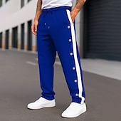 preiswerte Sweatpants-Herren Jogginghose Jogginghose mit weitem Bein Hose Trainingshose Gerade geschnittene Sweatpants Kordelzug Elastischer Bund Seitenknopf Einfach Komfort Atmungsaktiv Volle Länge Outdoor Täglich