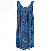 preiswerte Ausgefallene Kleider-Damen Langes Kleid Maxikleid Freizeitkleid Schwingkleid Sommerkleid Unterkleid Mode Modern Täglich Strand Wochenende Normale Passform Grafik Ärmellos Rundhalsausschnitt Schwarz Weiß Gelb Wein Sommer