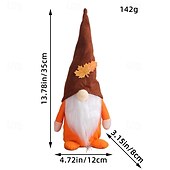 ieftine Ziua Recunoștinței și decorarea de toamnă-Decor de pluș gnom de toamnă, păpușă fără chip în picioare cu pălărie de dovleac în carouri, decor de masă pentru recolta de Ziua Recunoștinței pentru casă, ornament de raft de toamnă