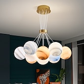 economico Luci a sospensione-Lampadario moderno a forma di luna con sfera di vetro, lucernario per bambini, lampada a sospensione Modo Lunar