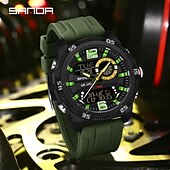 baratos Relógios Digitais-Sanda 3372 relógio masculino com visor duplo, cronógrafo, despertador, esportivo, multifuncional, à prova d&#039;água, com LED, eletrônico