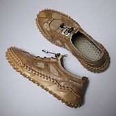 halpa Miesten lenkkarit-Miesten ruskeat, slip-on-sandaalit joustavilla nauhoilla ja mukavalla pohjallisella rantamatkoille, lomille ja rentoon ulkoiluun.